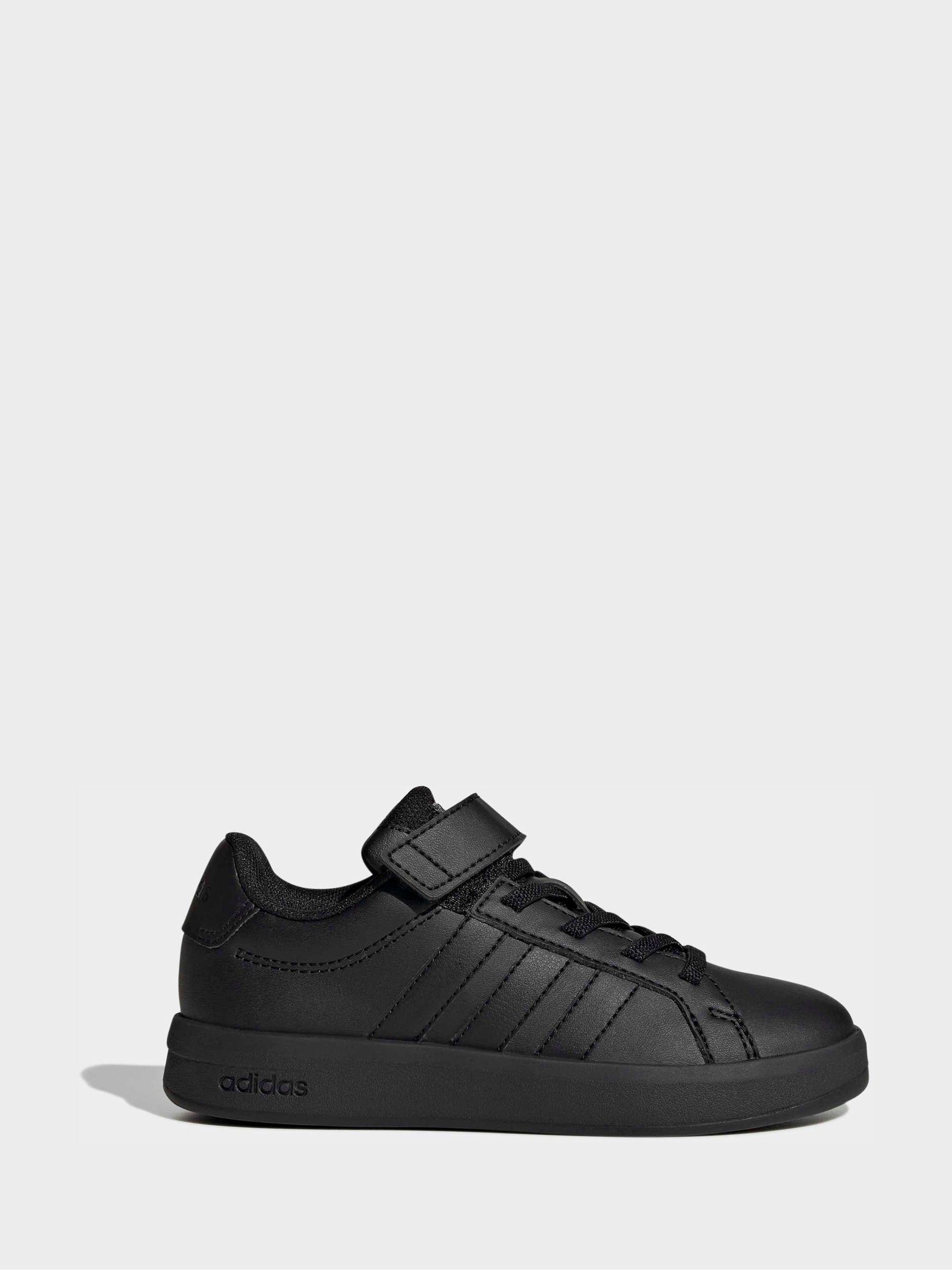 adidas Black Grand Court 3.0 Elastic Lace Kids Trainers image 1