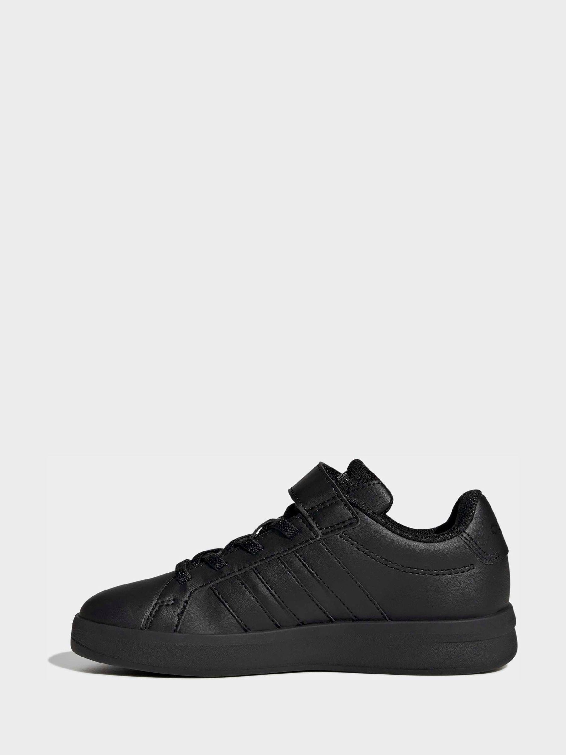 adidas Black Grand Court 3.0 Elastic Lace Kids Trainers image 2