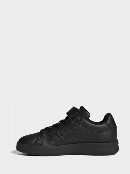 adidas Black Grand Court 3.0 Elastic Lace Kids Trainers image 2