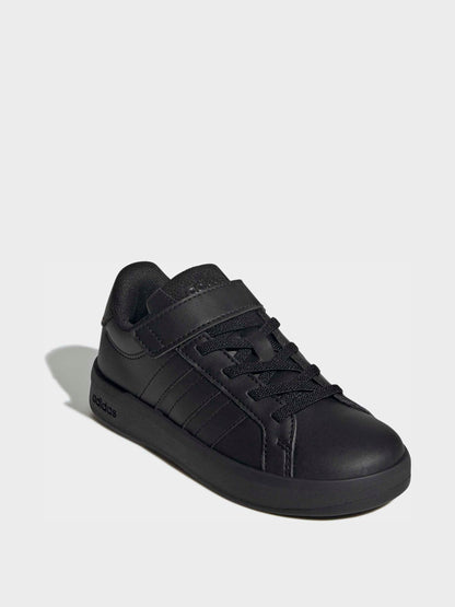 adidas Black Grand Court 3.0 Elastic Lace Kids Trainers image 3