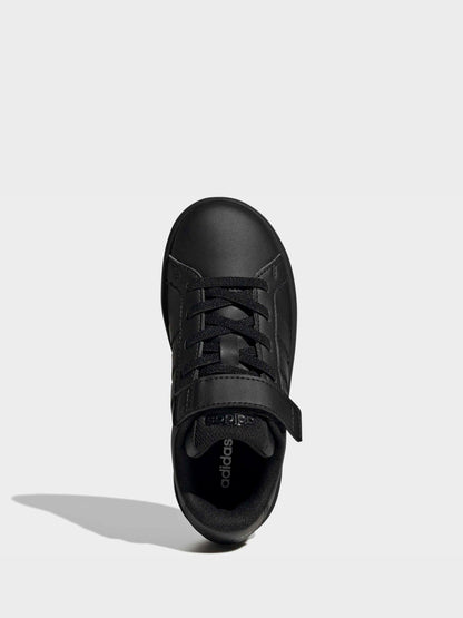 adidas Black Grand Court 3.0 Elastic Lace Kids Trainers image 5