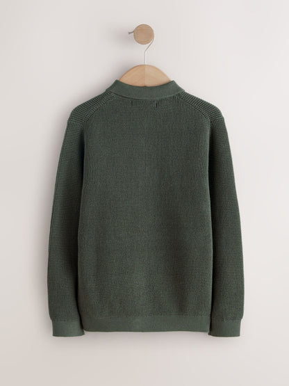 Dsiney Kidz - Dark Green Long Sleeve Textured Polo Shirt (3-16yrs) image 6