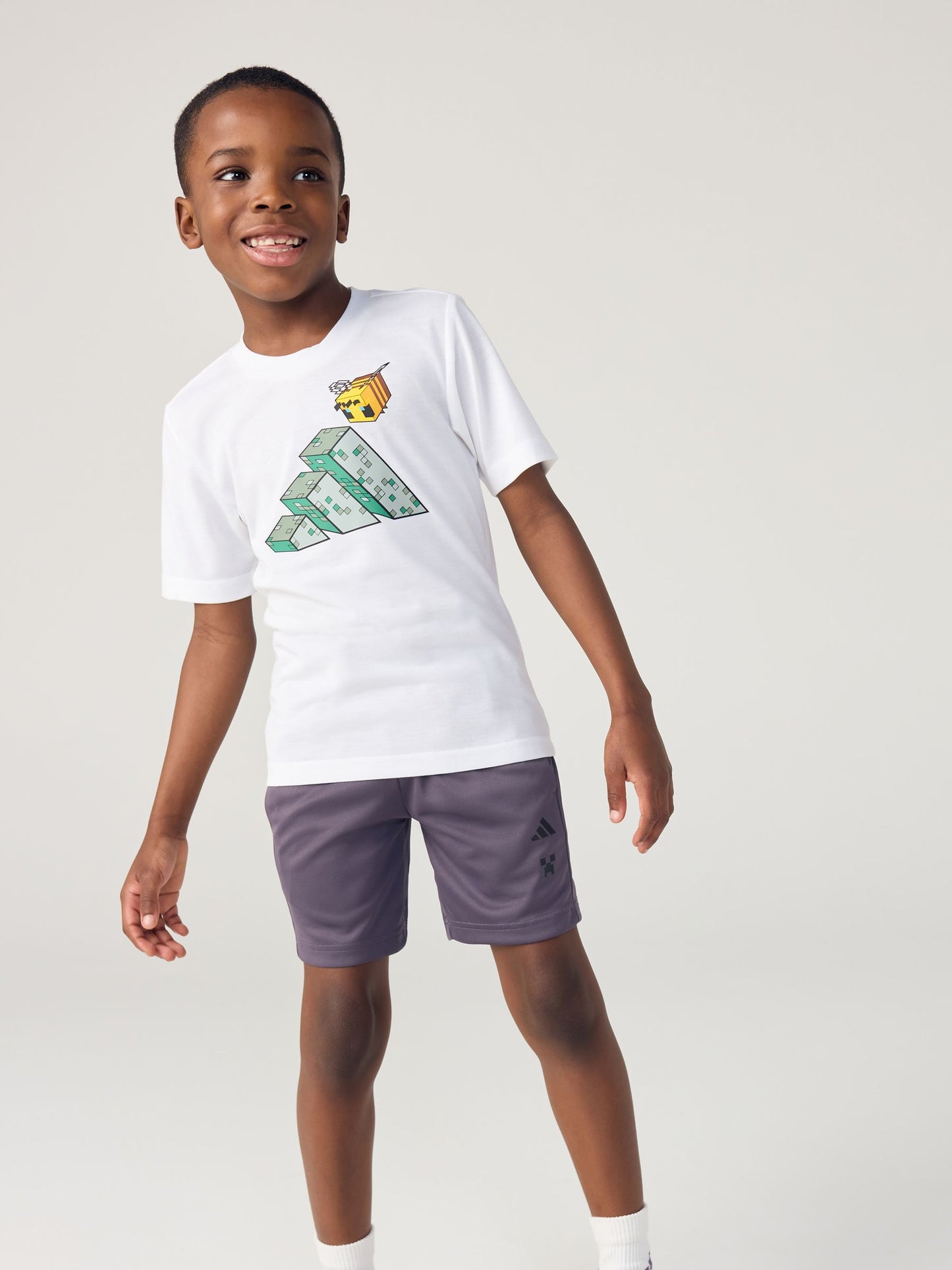 Dsiney Kidz - adidas White Minecraft Top  and Shorts Little Kids Set image 2
