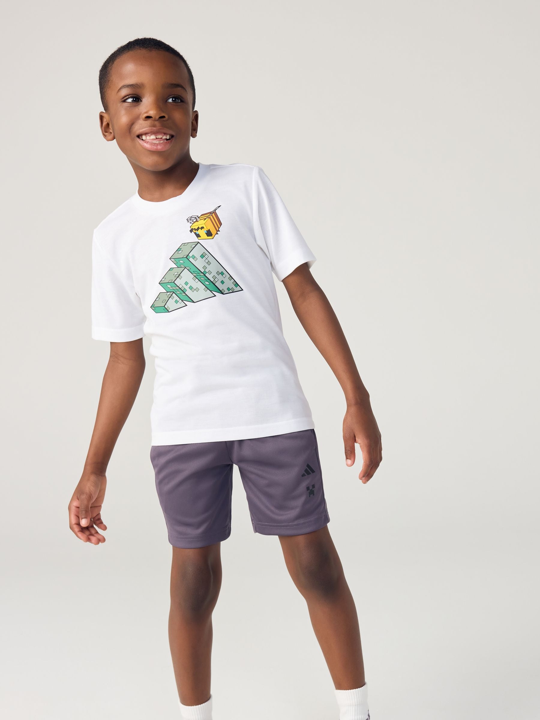 Dsiney Kidz - adidas White Minecraft Top  and Shorts Little Kids Set image 2