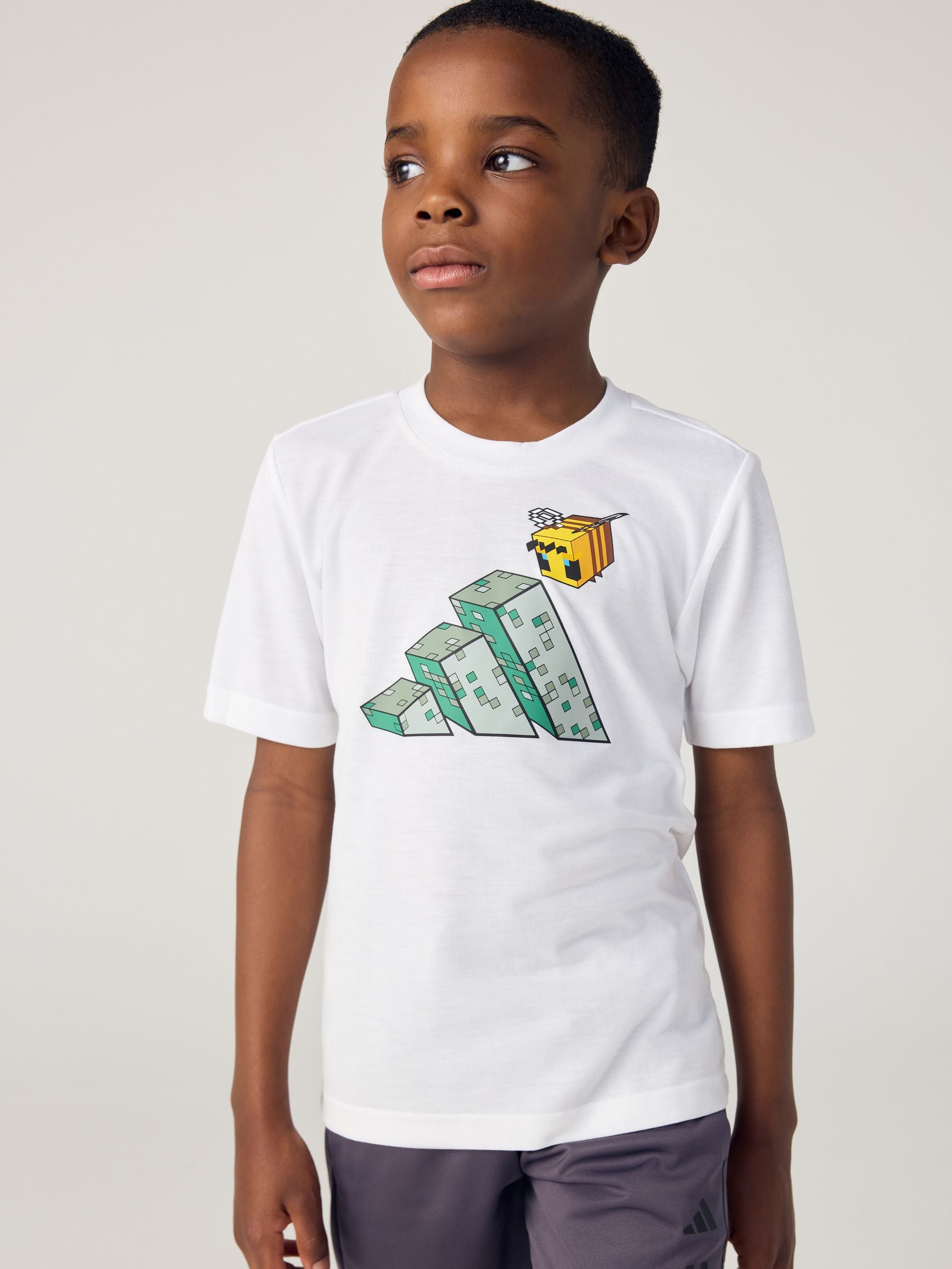 Dsiney Kidz - adidas White Minecraft Top  and Shorts Little Kids Set image 3
