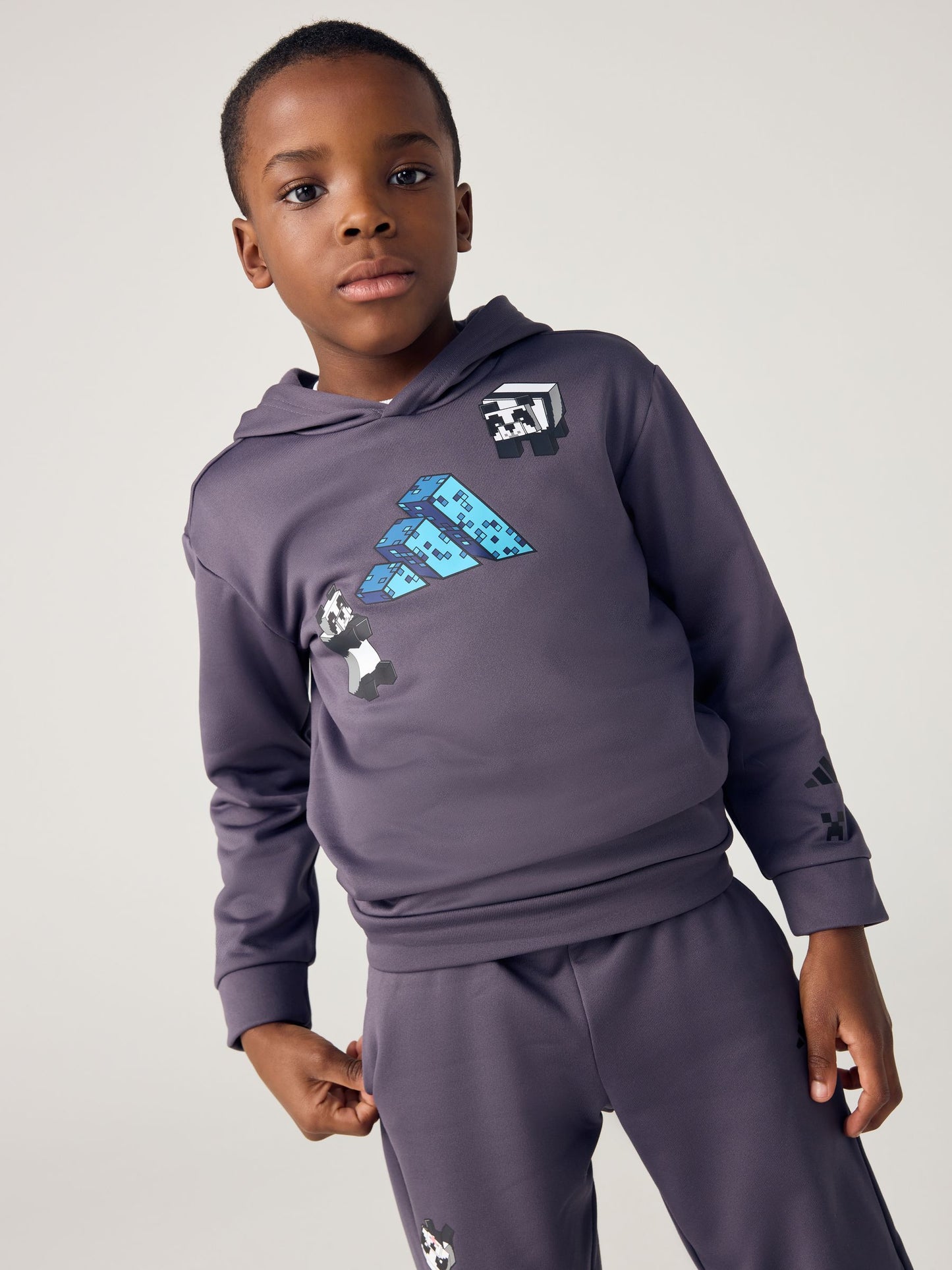 Dsiney Kidz - adidas Grey Minecraft Hoodie and Jogger Little Kids Set image 2
