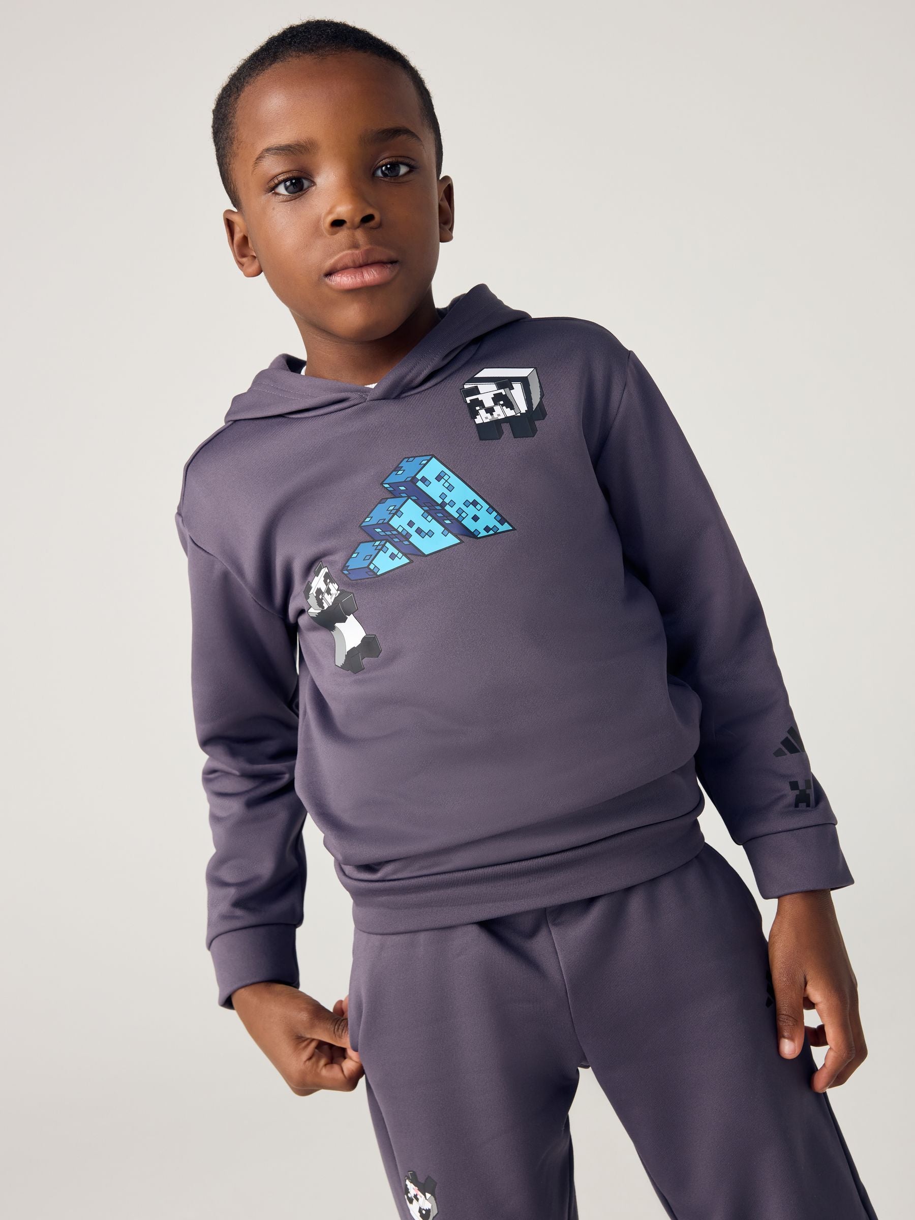 Dsiney Kidz - adidas Grey Minecraft Hoodie and Jogger Little Kids Set image 2