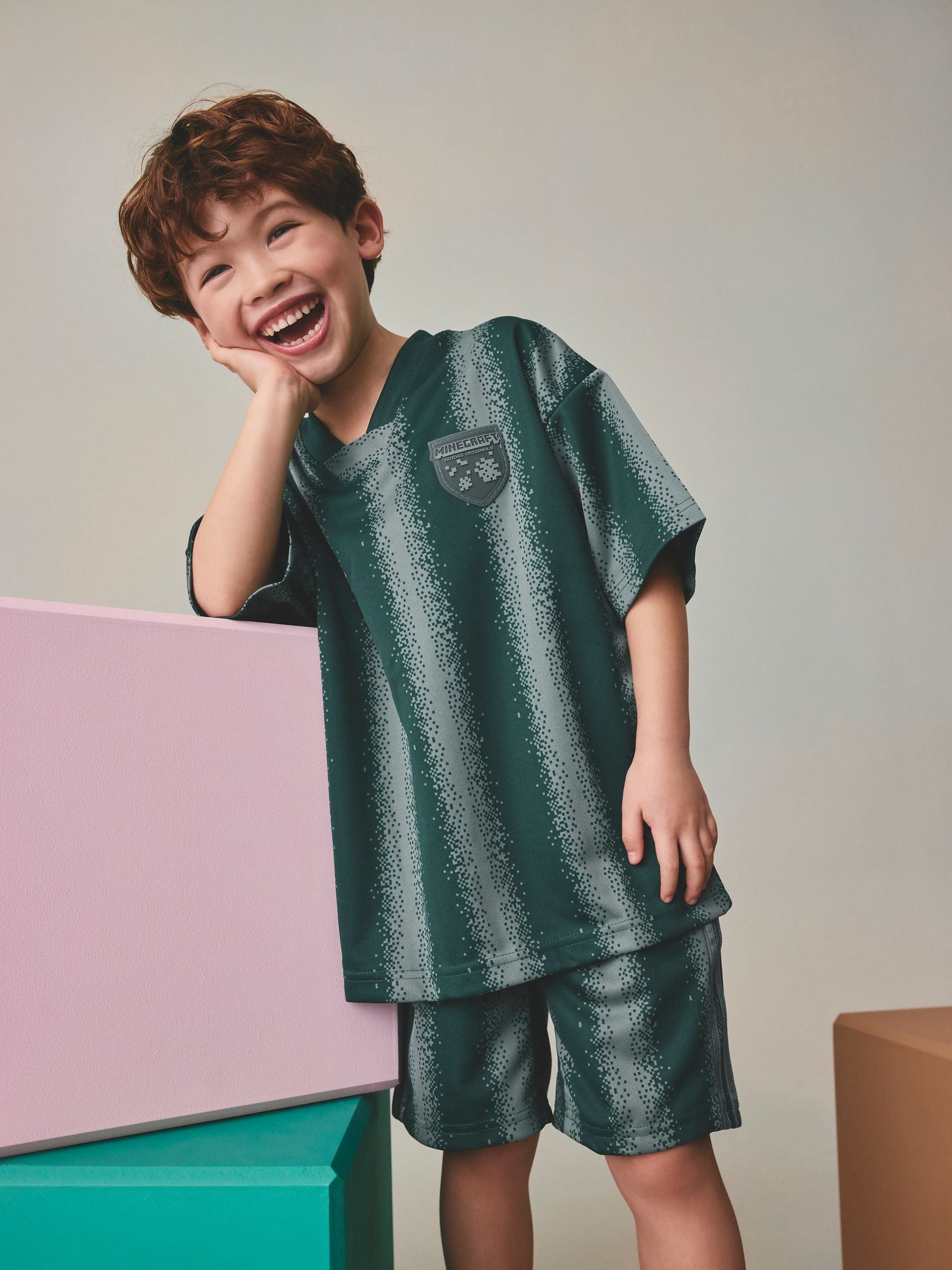 Dsiney Kidz - adidas Originals Green Minecraft Oversized Top  and Shorts Little Kids Set image 1