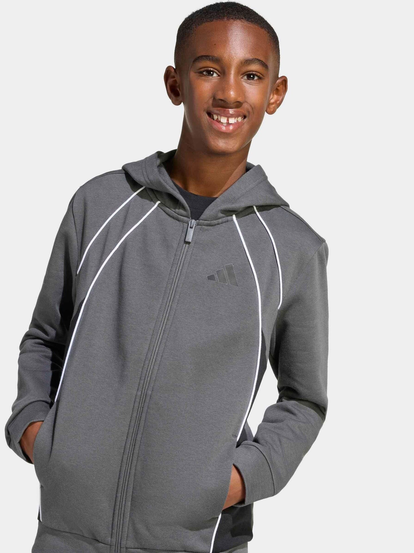 Dsiney Kidz - adidas Grey Colourblock Full Zip Hoodie image 4