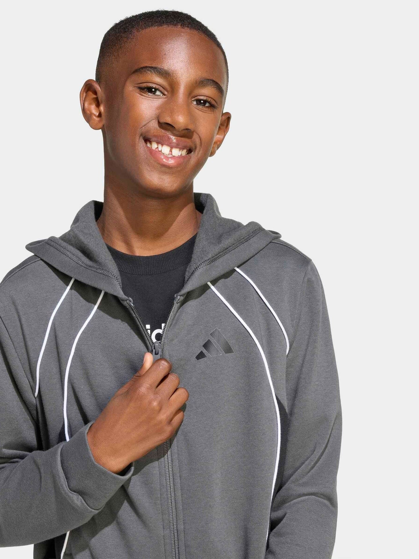 Dsiney Kidz - adidas Grey Colourblock Full Zip Hoodie image 5
