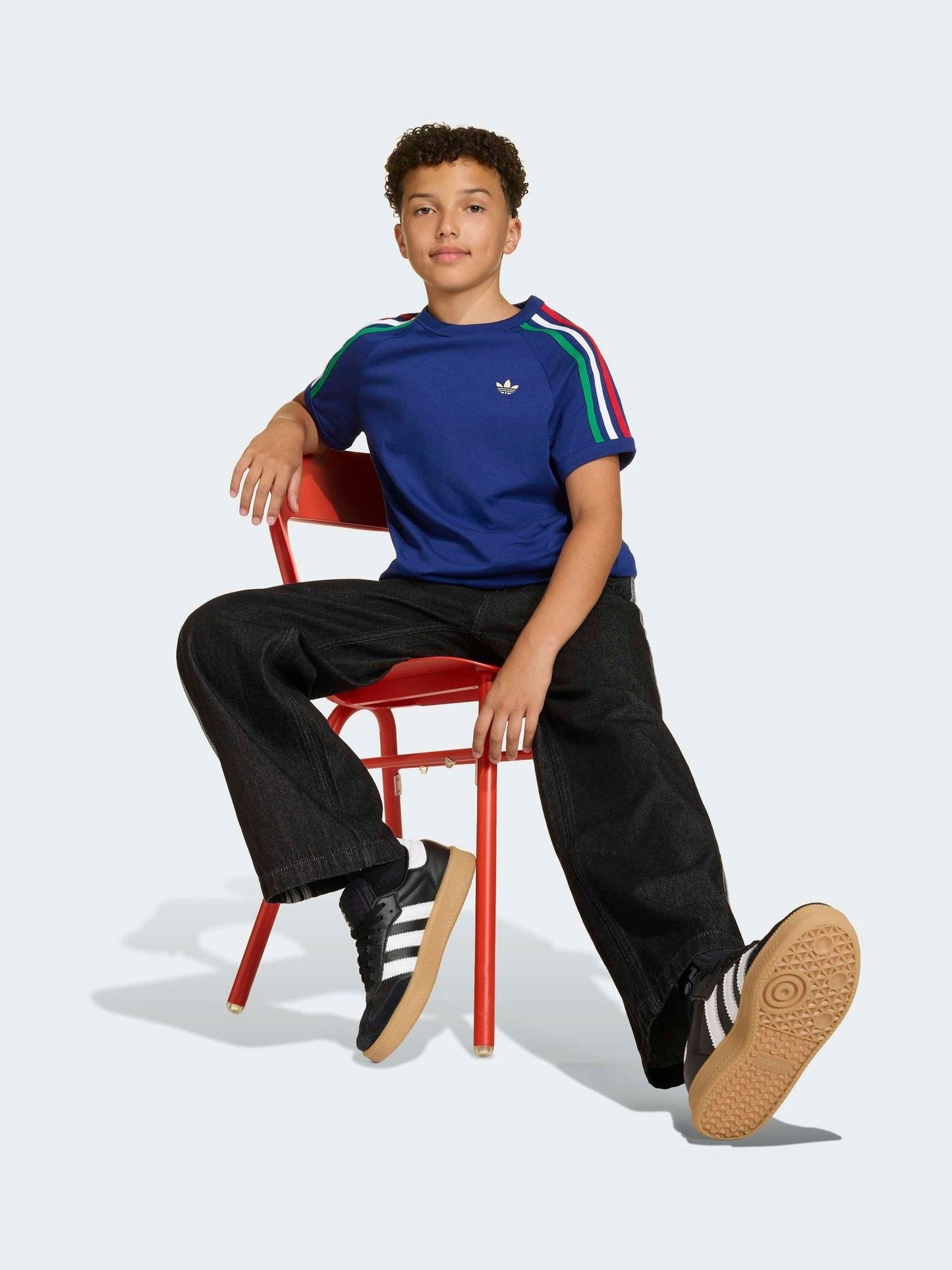 Dsiney Kidz - adidas Originals Blue 3 Stripes T-Shirt image 4