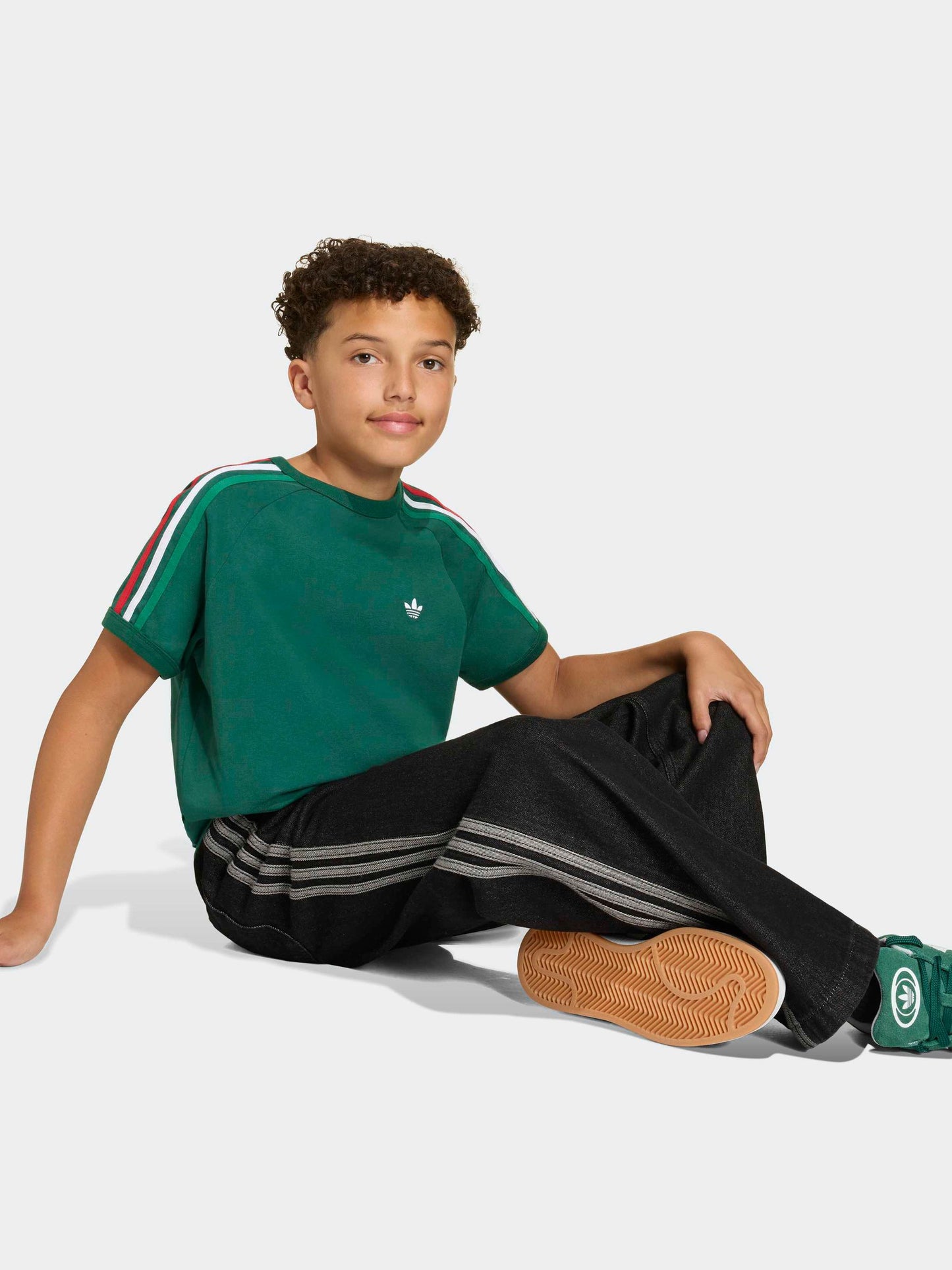 Dsiney Kidz - adidas Originals Green 3 Stripes T-Shirt image 5