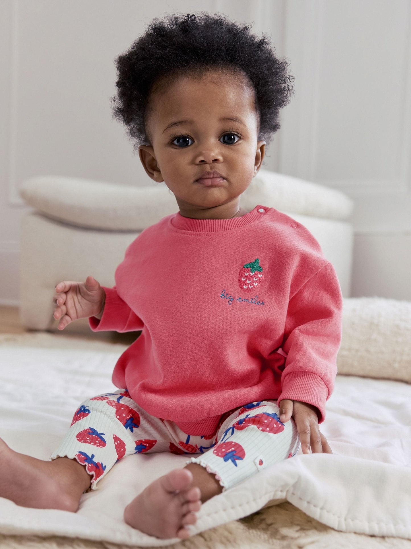 Red Strawberry Milk Club Baby Sweatshirt and Leggings 2 Piece Set (0mths-2yrs) image 1
