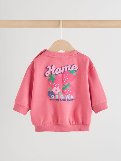 Red Strawberry Milk Club Baby Sweatshirt and Leggings 2 Piece Set (0mths-2yrs) image 3