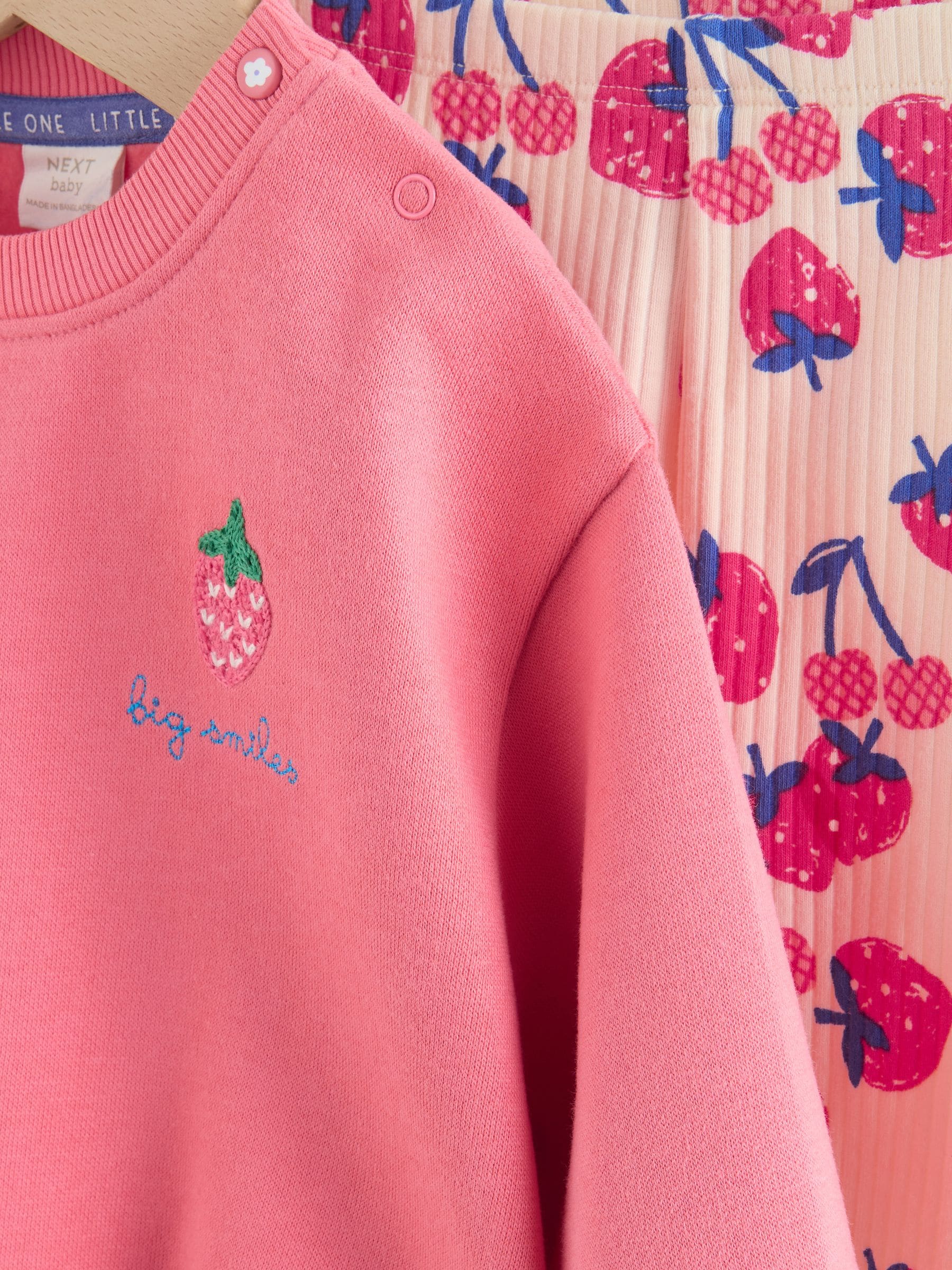 Red Strawberry Milk Club Baby Sweatshirt and Leggings 2 Piece Set (0mths-2yrs) image 5