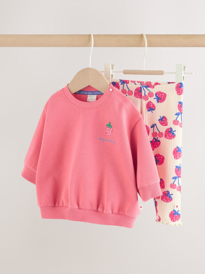 Red Strawberry Baby Sweatshirt and Leggings 2 Piece Set (0mths-2yrs) (0mths-2yrs) image 6