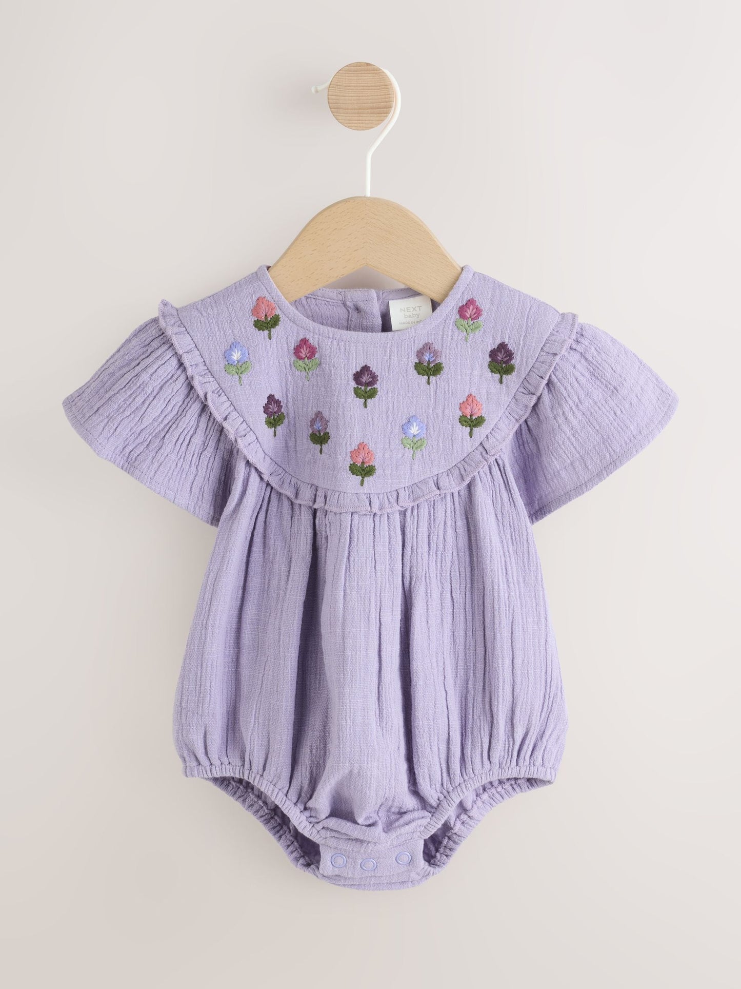 Purple Embroidered Baby Bloomer Romper (0mths-2yrs) image 1