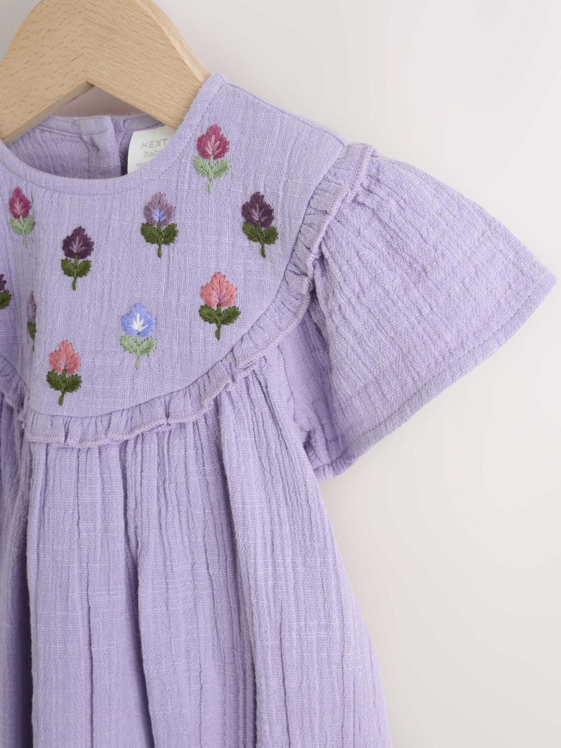 Purple Embroidered Baby Bloomer Romper (0mths-2yrs) image 4