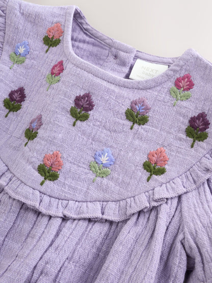 Purple Embroidered Baby Bloomer Romper (0mths-2yrs) image 5