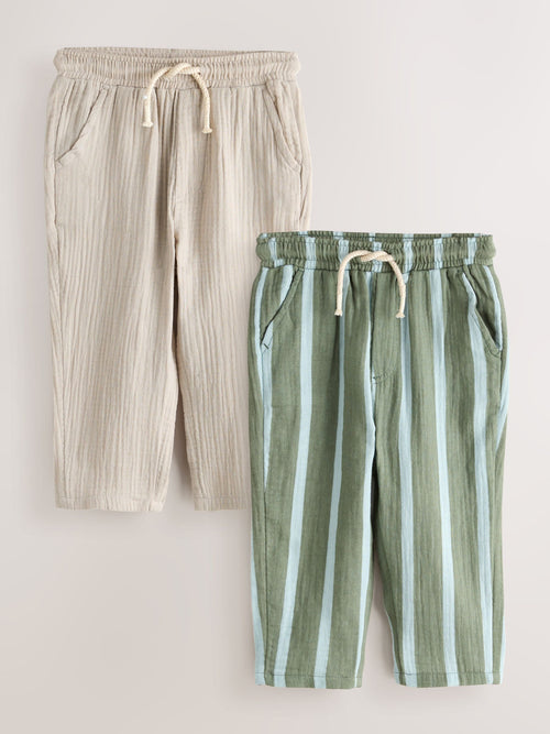 Neutral and Sage Green Striped Trousers (3mths-7yrs) image 1