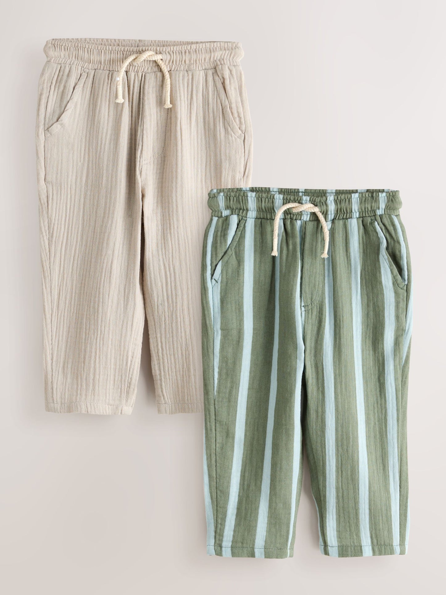 Neutral and Sage Green Striped Trousers (3mths-7yrs) image 1