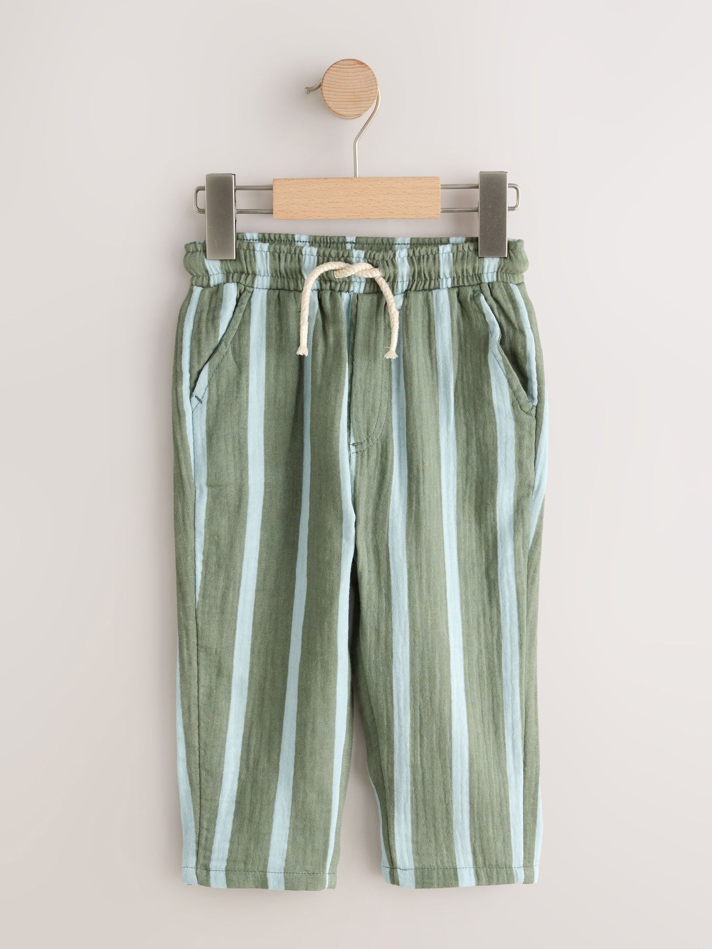 Neutral and Sage Green Striped Trousers (3mths-7yrs) image 5