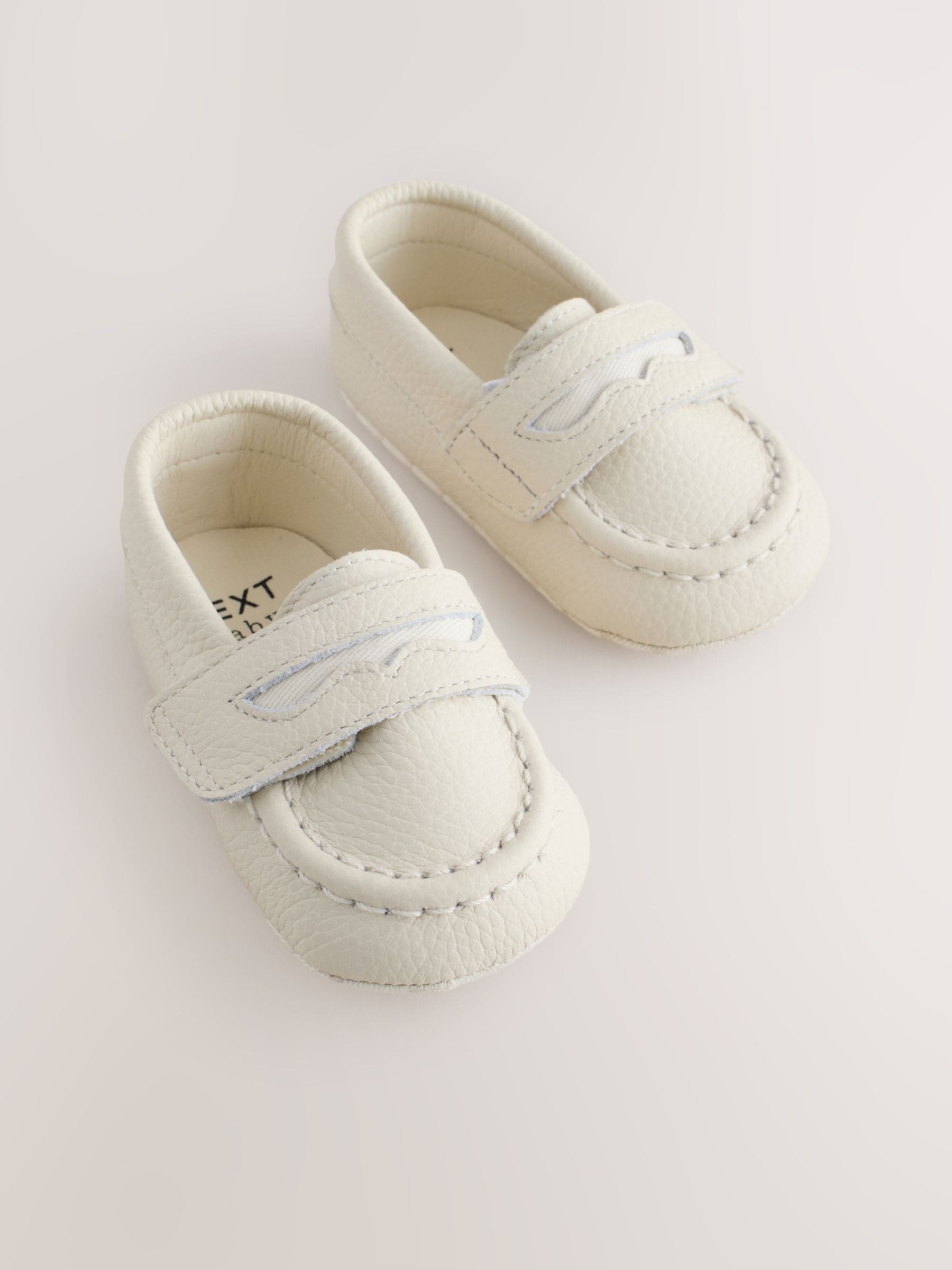 White Touch Fastening Baby Loafers (0-2mths) image 1