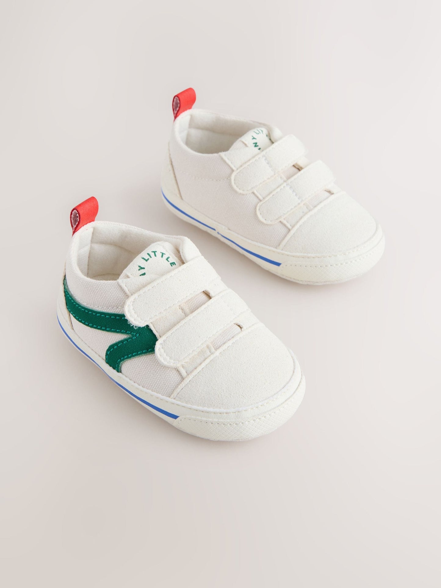 White/Green Touch Fastening Baby Trainers (0-2mths) image 3
