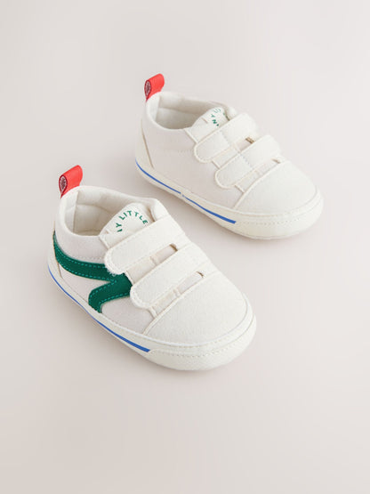 White/Green Touch Fastening Baby Trainers (0-2mths) image 4