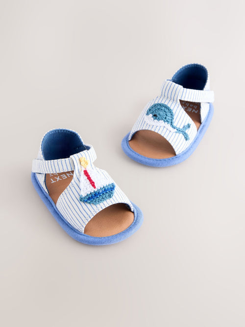 Navy Nautical Touch Fastening Baby Sandals (0-2mths) image 1