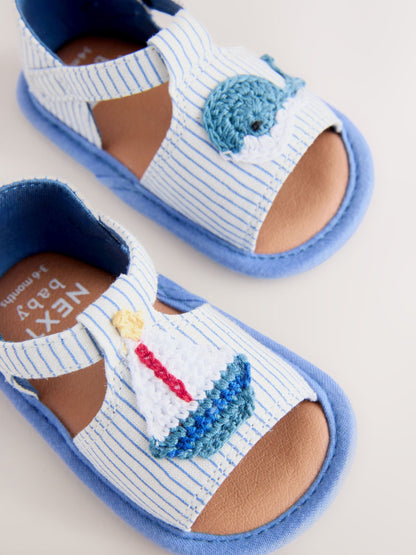 Navy Nautical Touch Fastening Baby Sandals (0-2mths) image 3