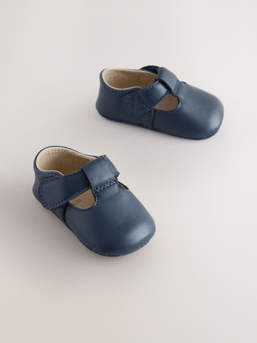 Navy T-Bar Baby Shoes (0-2mths) image 1