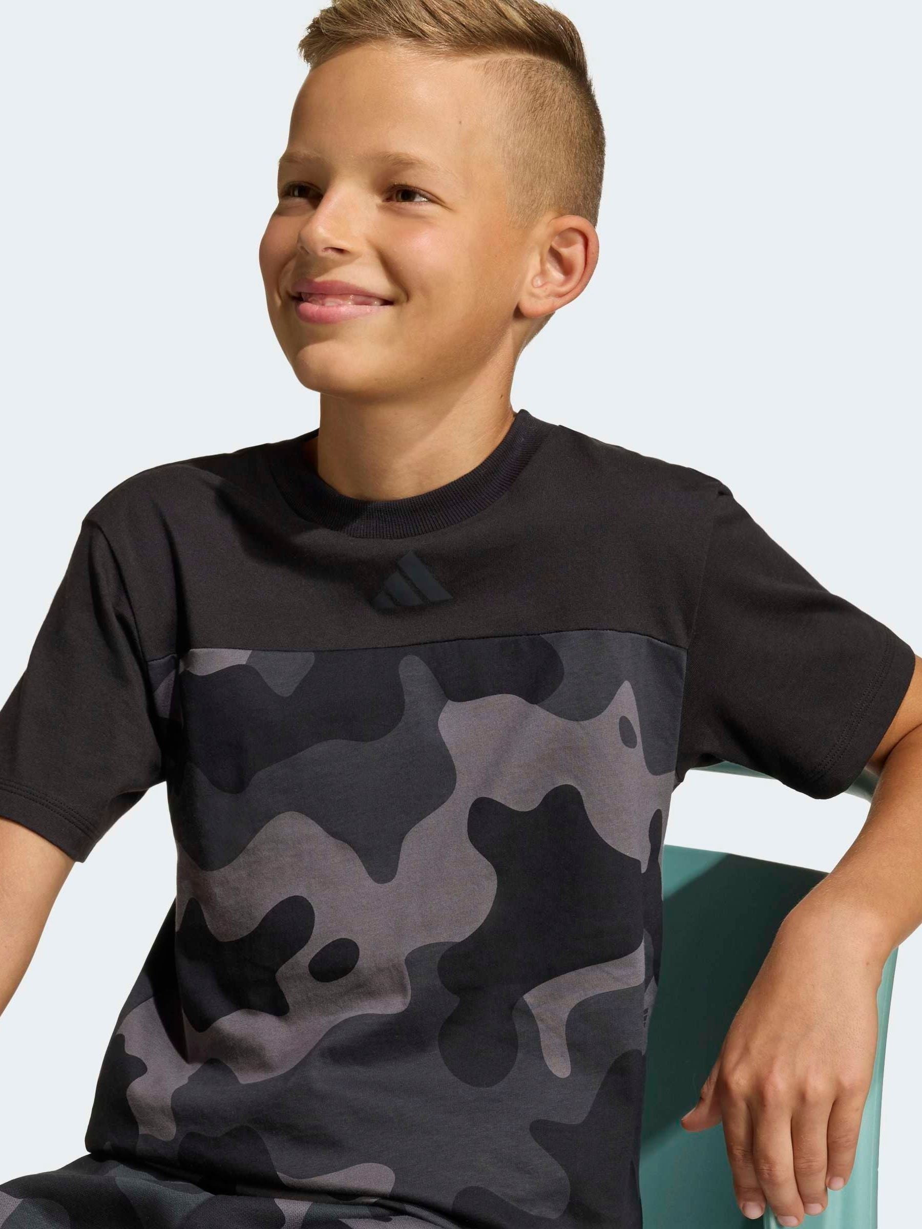 Dsiney Kidz - adidas Black Ground Essentials Camo Cotton Kids T-Shirt image 1