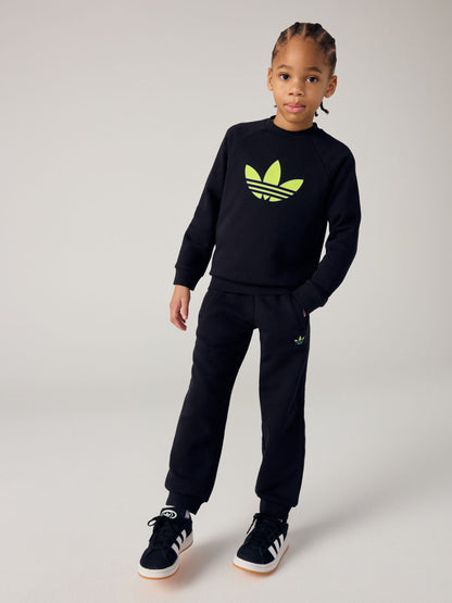 Dsiney Kidz - adidas Originals Black Trefoil Oversized Sweatshirt Little Kids Set image 2