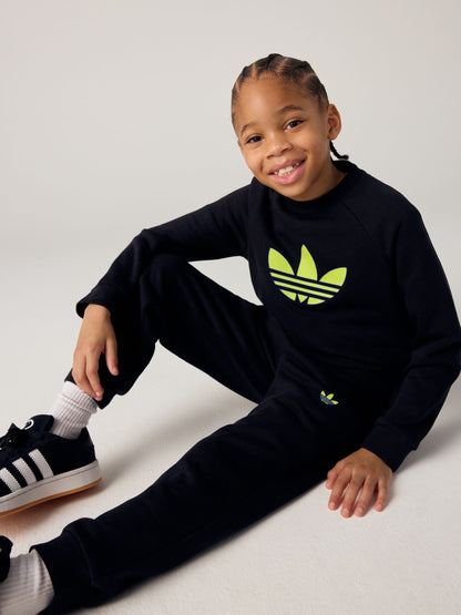 Dsiney Kidz - adidas Originals Black Trefoil Oversized Sweatshirt Little Kids Set image 4