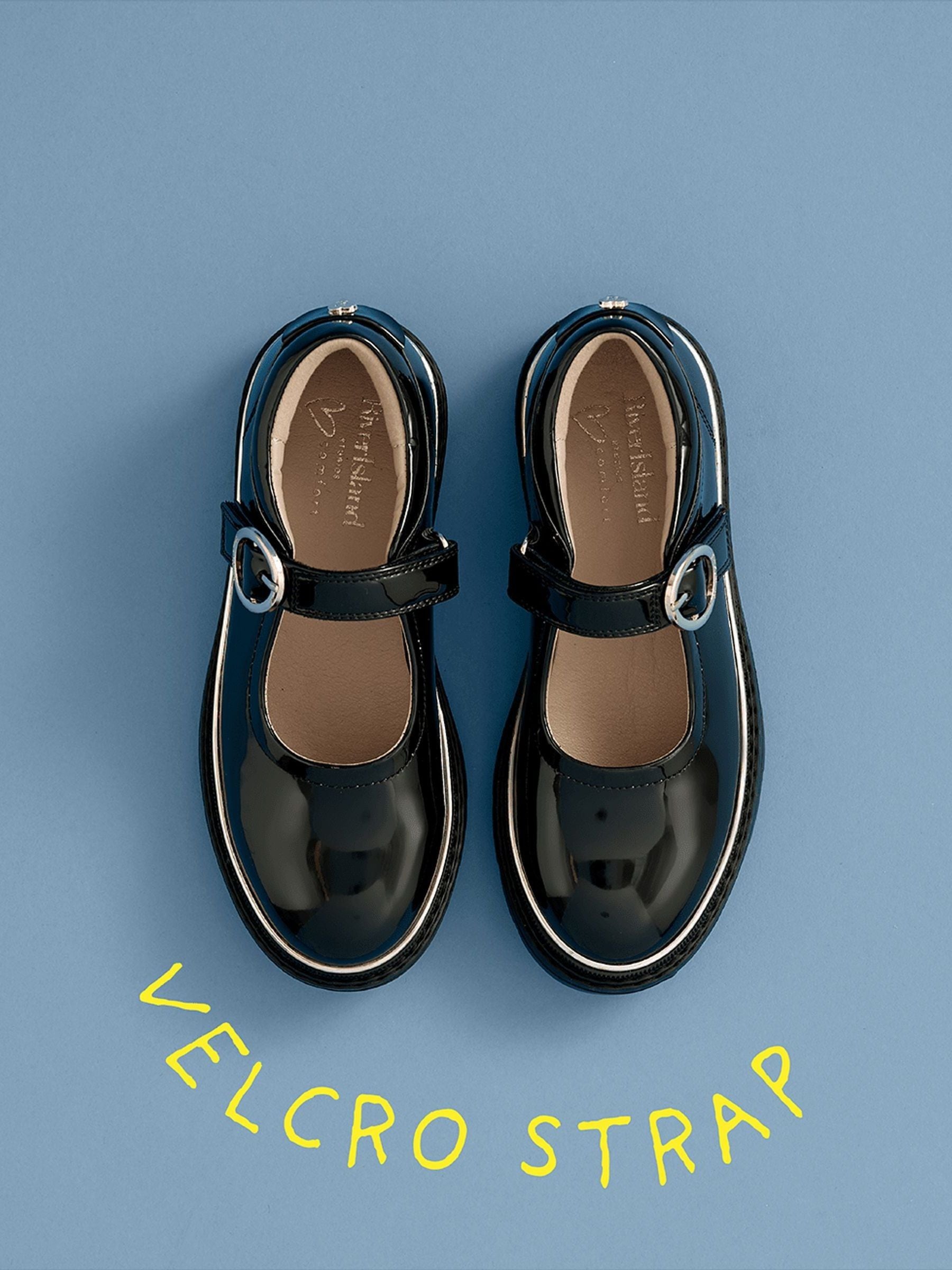 River Island Black Oval Buckle Mary Jane School Shoes image 1
