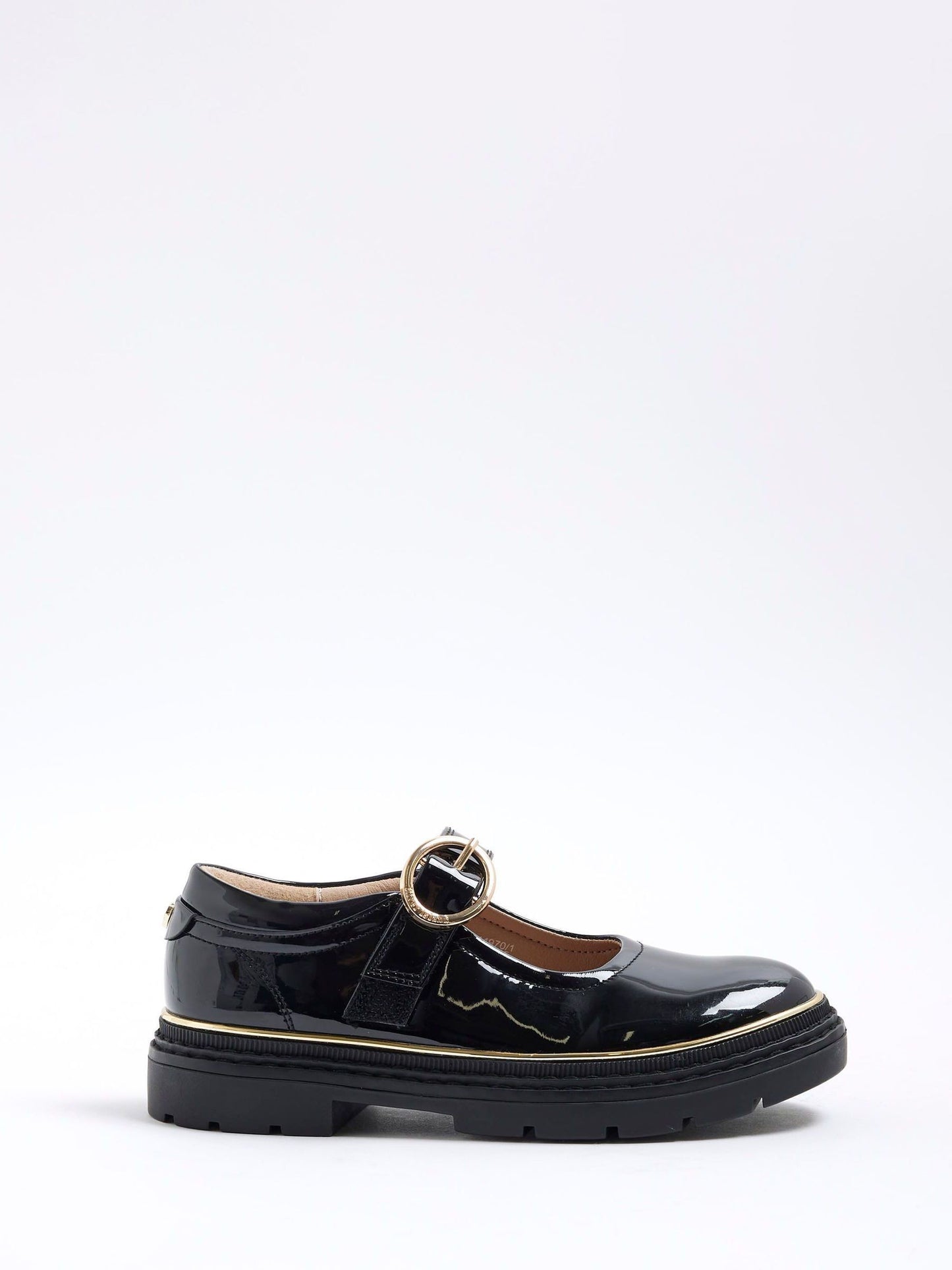 River Island Black Oval Buckle Mary Jane School Shoes image 2