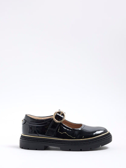 River Island Black Oval Buckle Mary Jane School Shoes image 2