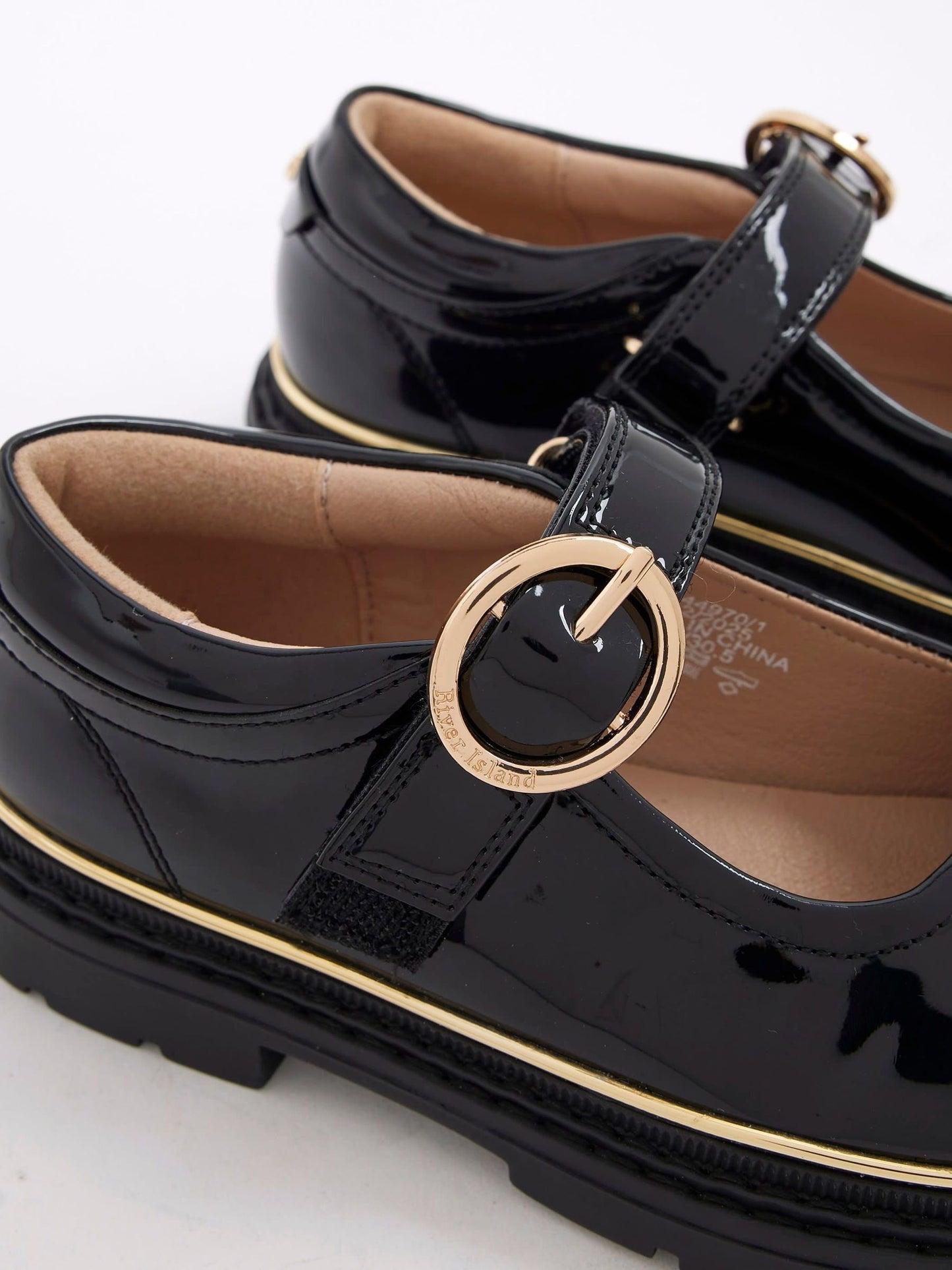 River Island Black Oval Buckle Mary Jane School Shoes image 5