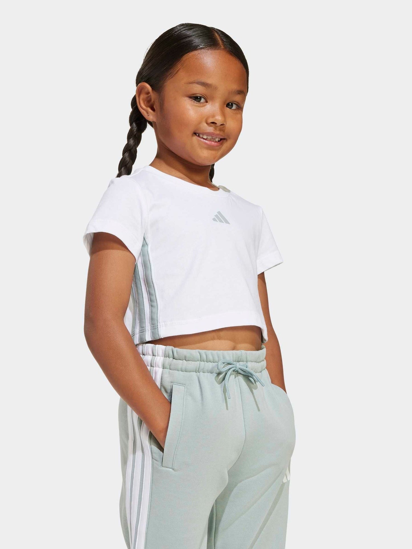 Dsiney Kidz - adidas White 3-Stripes Baby T-Shirt and Jogger Little Kids Set image 4