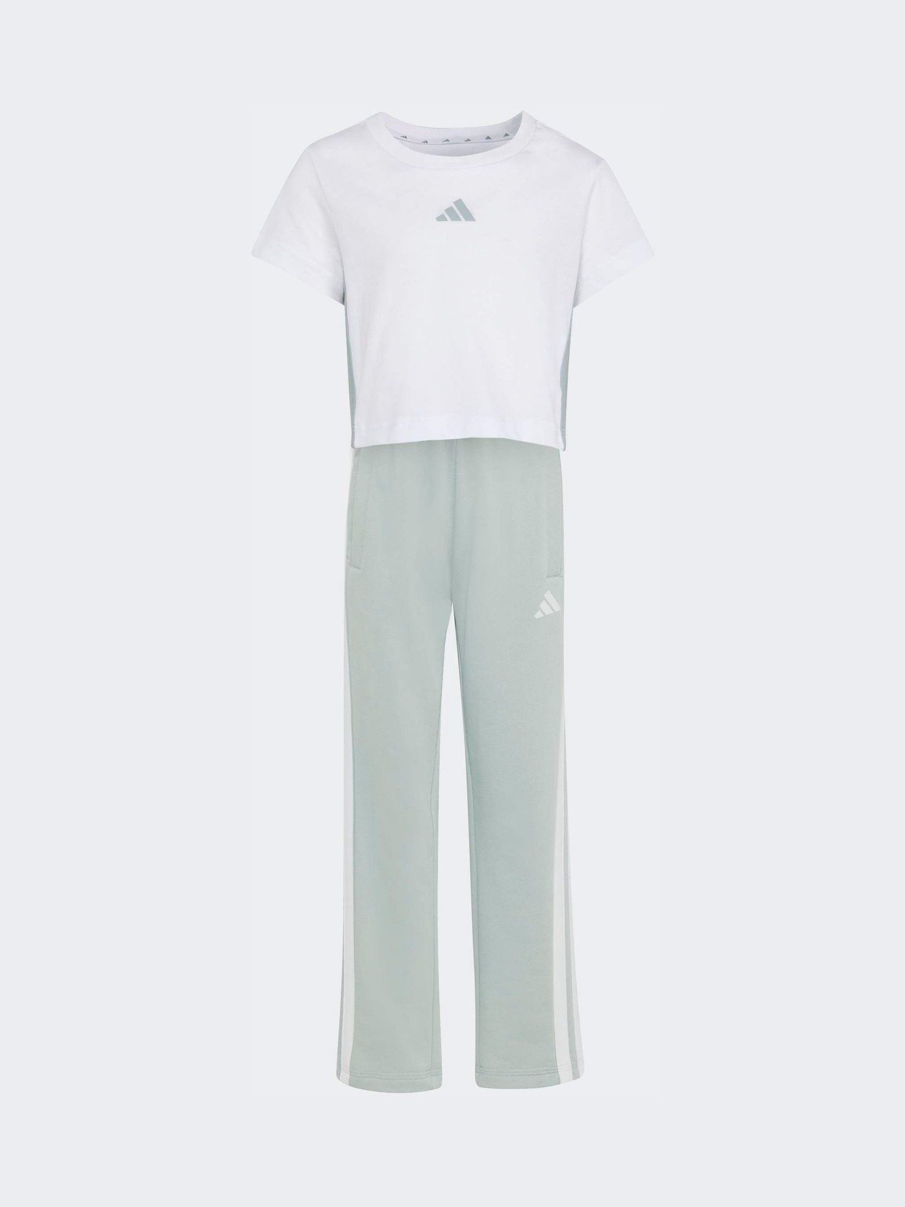 Dsiney Kidz - adidas White 3-Stripes Baby T-Shirt and Jogger Little Kids Set image 6