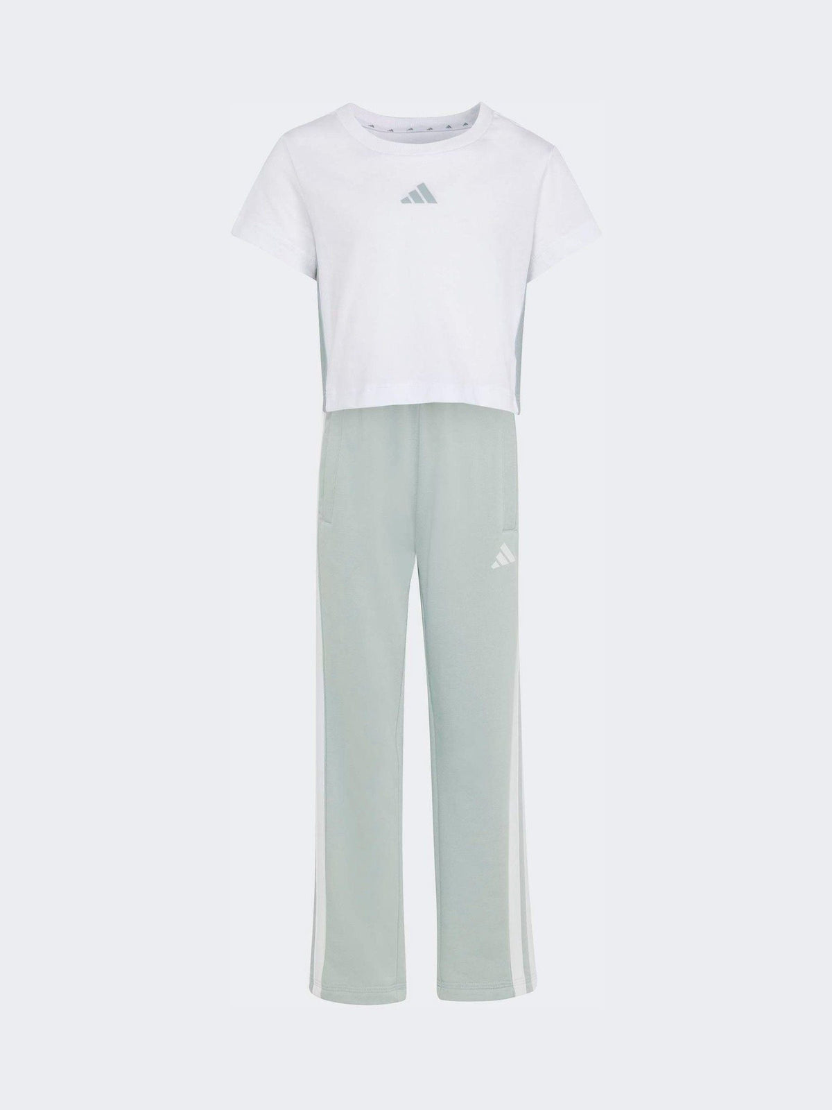 Dsiney Kidz - adidas White 3-Stripes Baby T-Shirt and Jogger Little Kids Set image 6