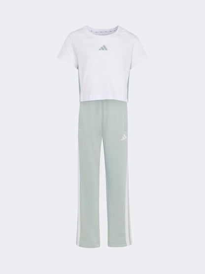 Dsiney Kidz - adidas White 3-Stripes Baby T-Shirt and Jogger Little Kids Set image 6