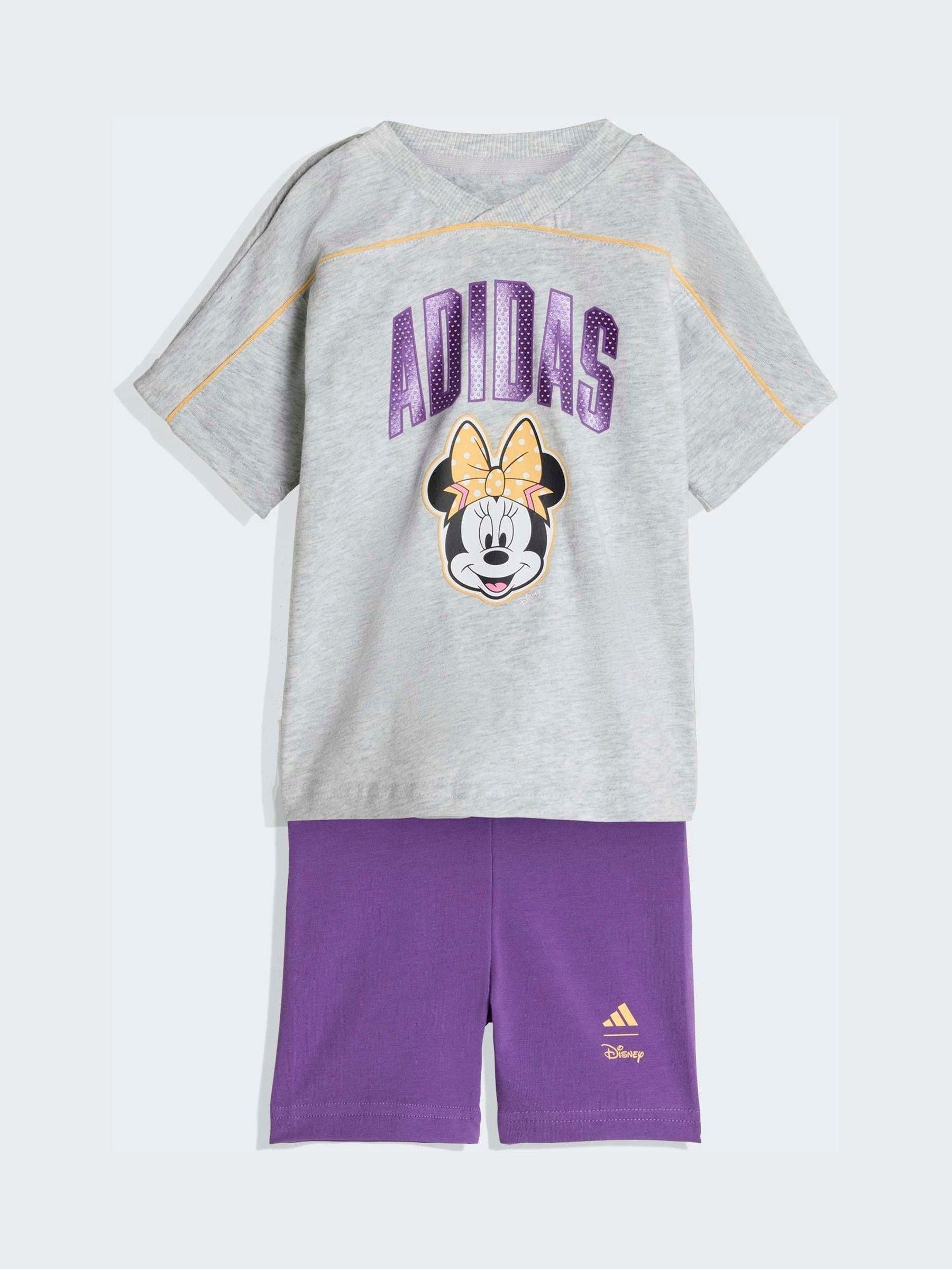 adidas Grey Disney Minnie Mouse T-Shirt and Shorts Infant Set image 1