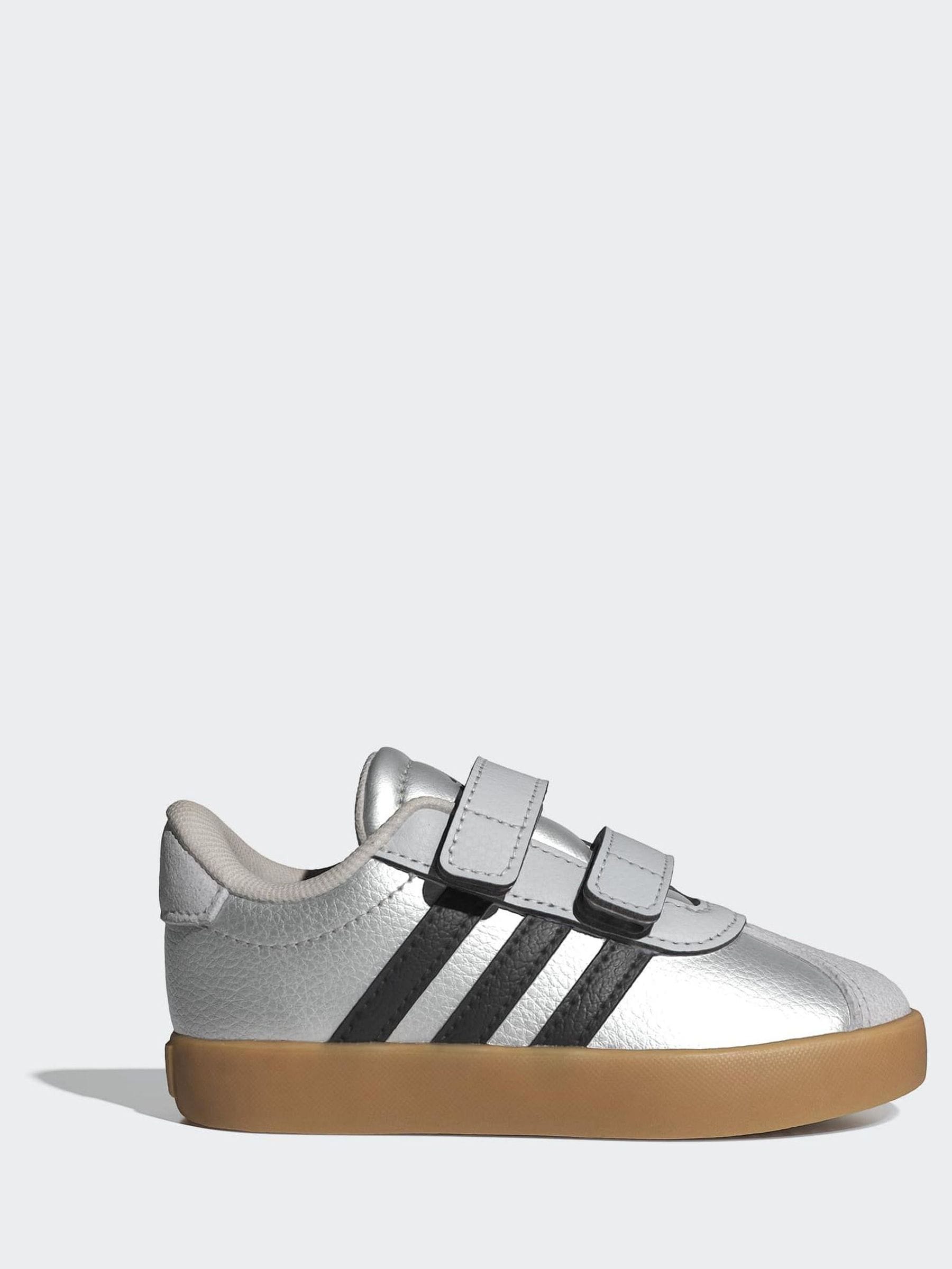 adidas Grey VL Court 3.0 Hook and Loop Infant Trainers image 1