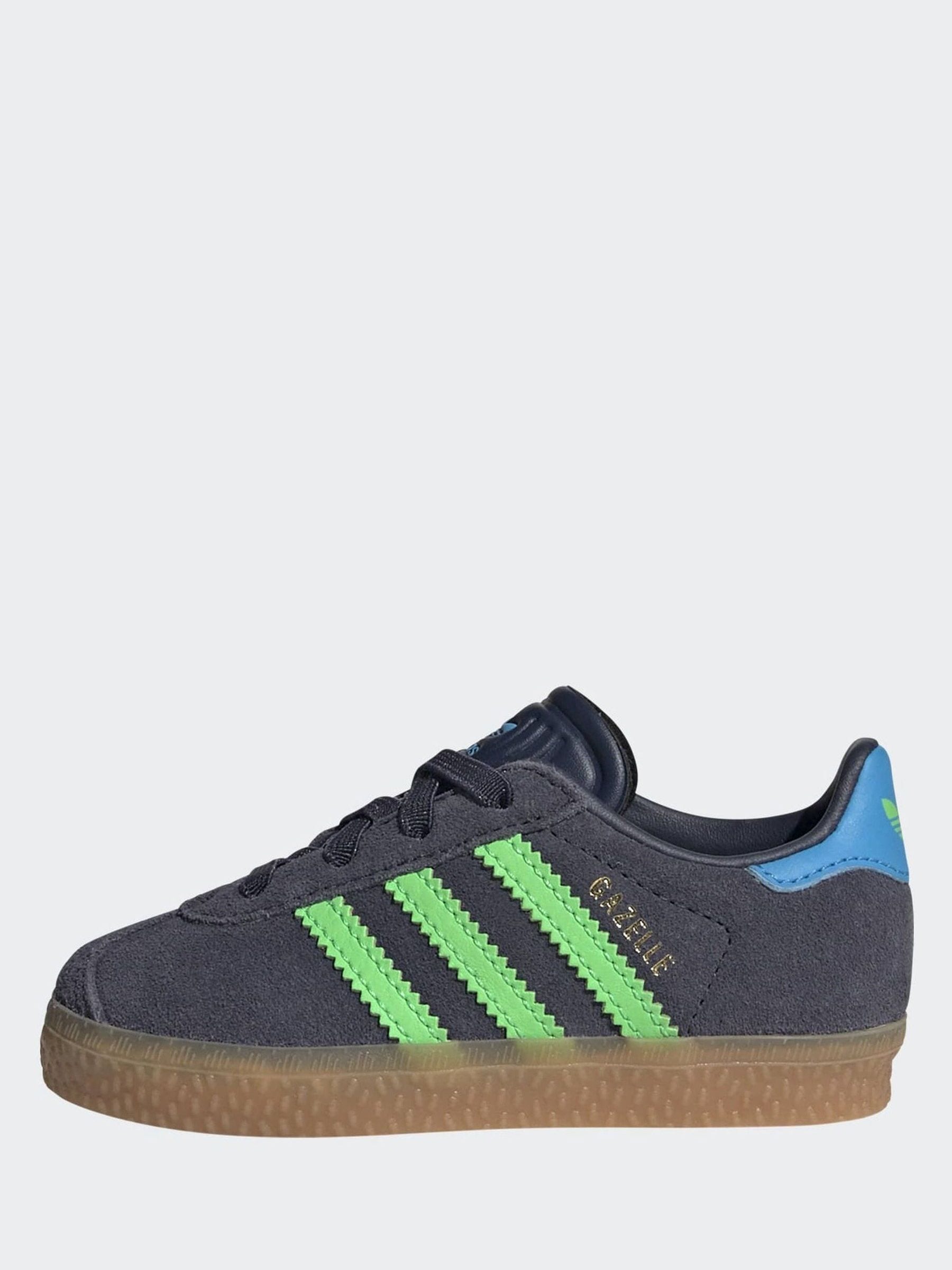 adidas Originals Navy Blue Gazelle Comfort Closure Elastic Laces Infant Trainers image 3