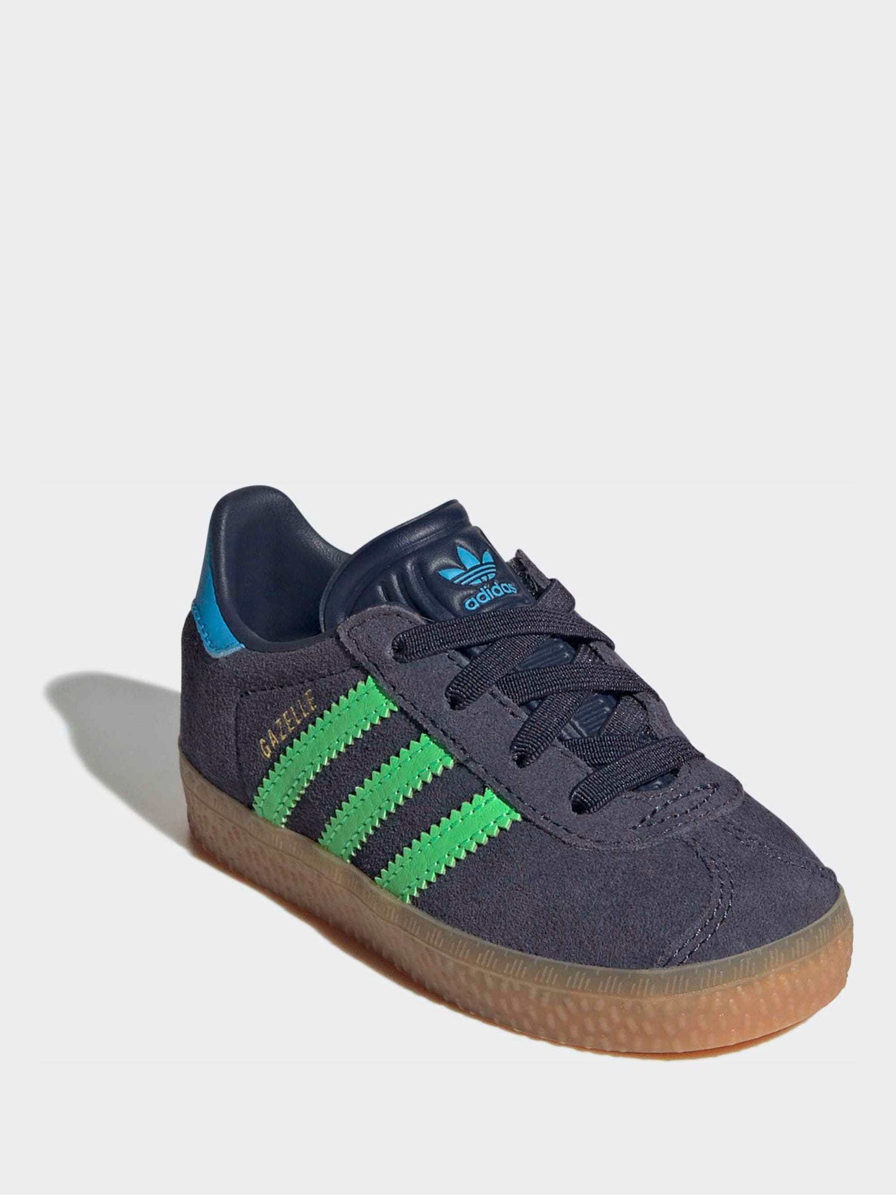 adidas Originals Navy Blue Gazelle Comfort Closure Elastic Laces Infant Trainers image 5