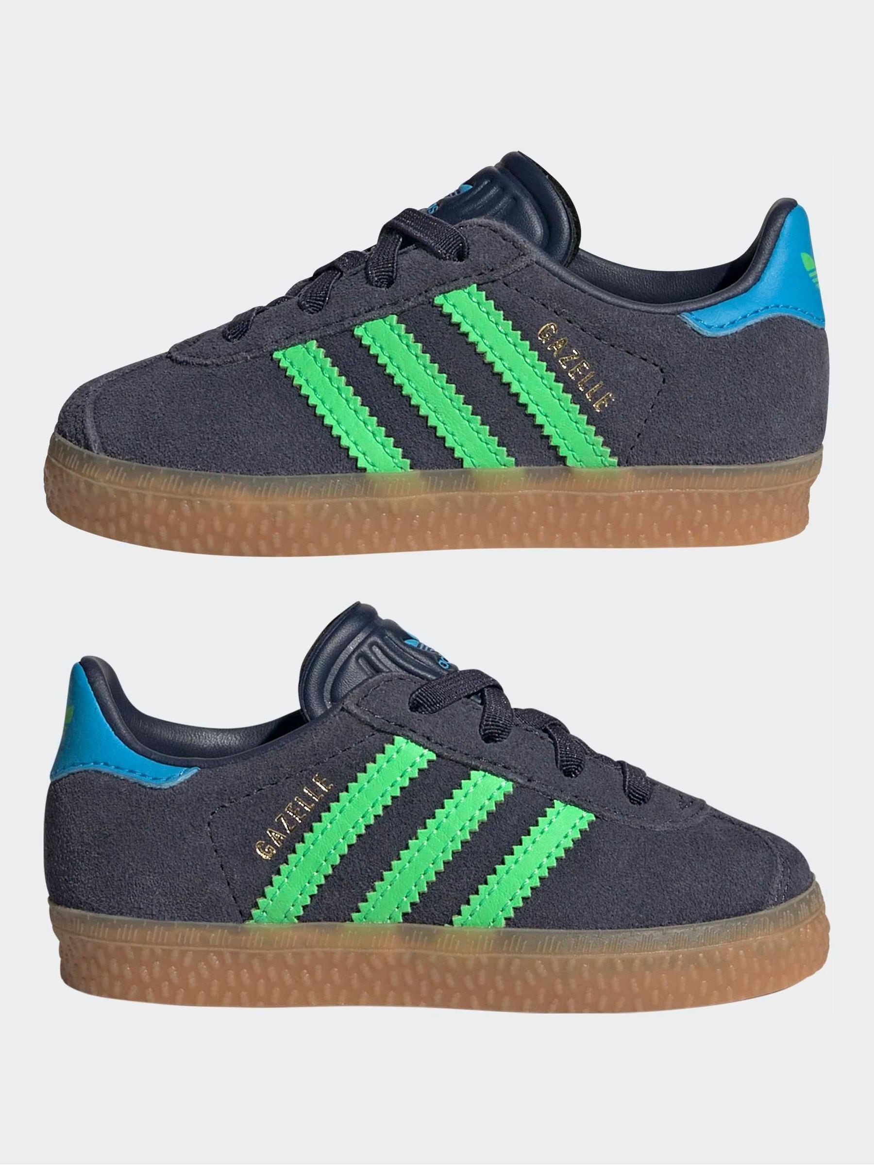 adidas Originals Navy Blue Gazelle Comfort Closure Elastic Laces Infant Trainers image 9