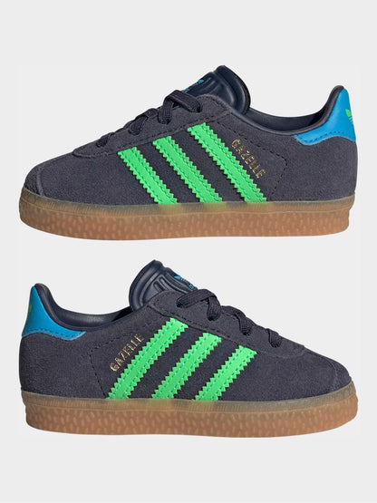 adidas Originals Navy Blue Gazelle Comfort Closure Elastic Laces Infant Trainers image 9
