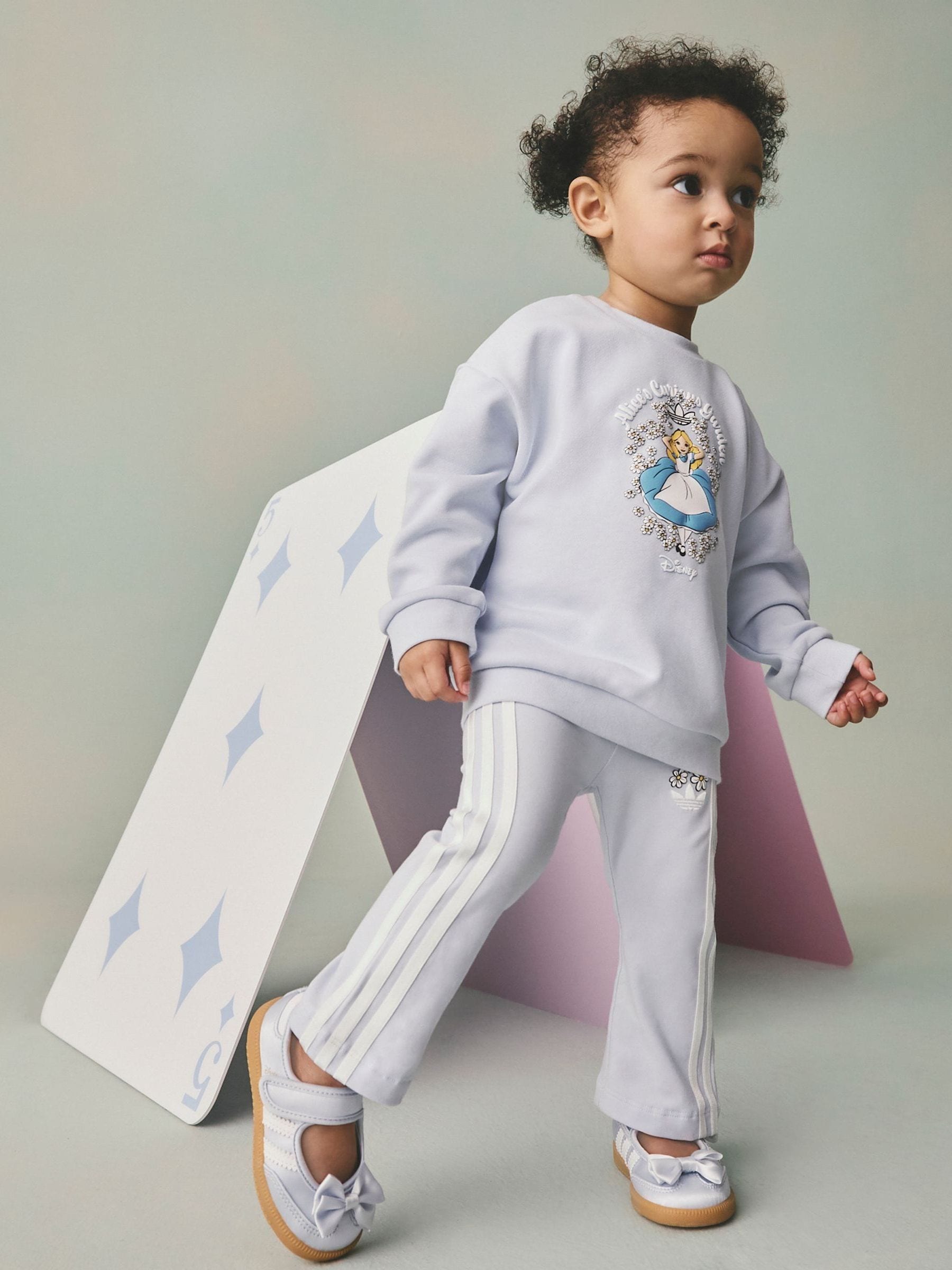 adidas Originals Blue Disney Alice in Wonderland Sweatshirt and Flare Leggings Infant Set image 1